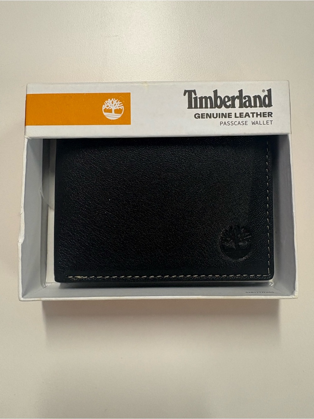 Timberland Black Leather Wallet with Embossed Logo
